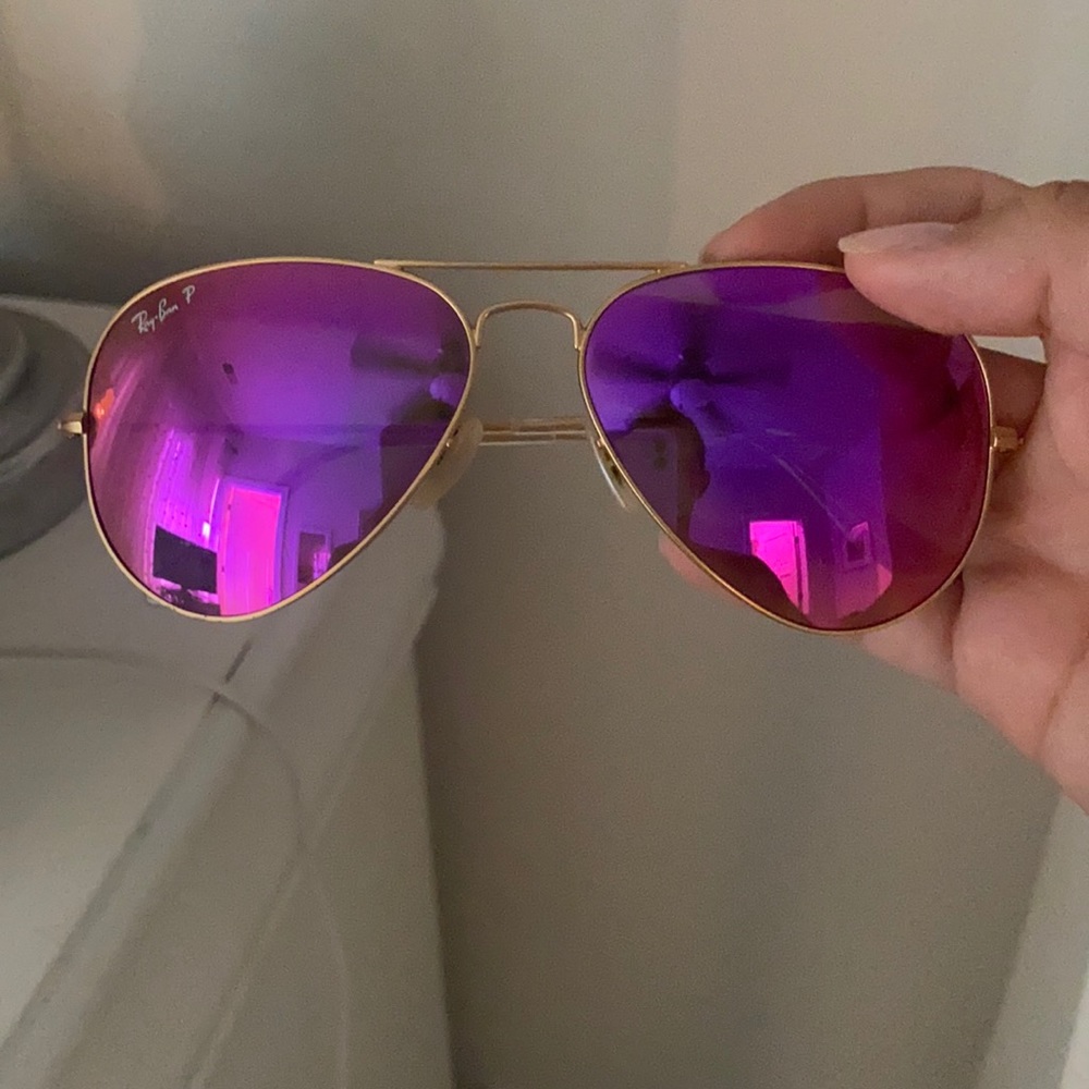 Pink Ray Ban aviator sunglasses